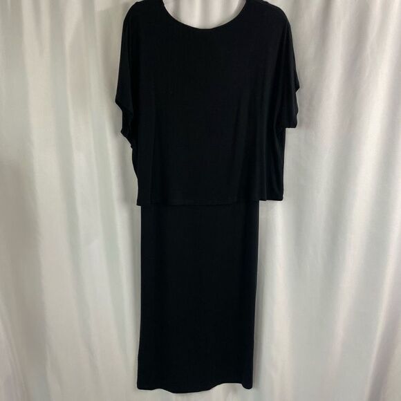 NWT Bobeau Black Dress Dolman Sleeves Tie Front Layered Knit Woman’s Sz Medium N - Picture 5 of 14